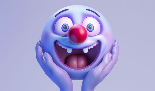 3D render of purple and blue gradiant emoji with hands