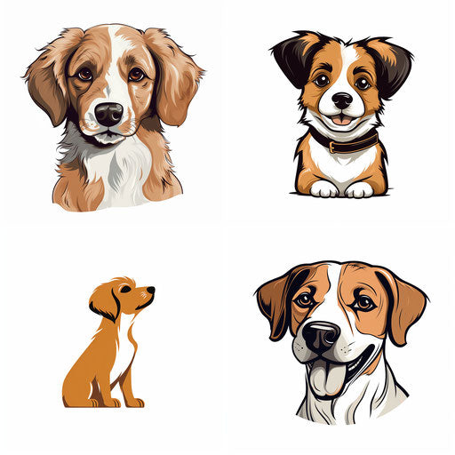 Minimalist easy dog clipart on white background
