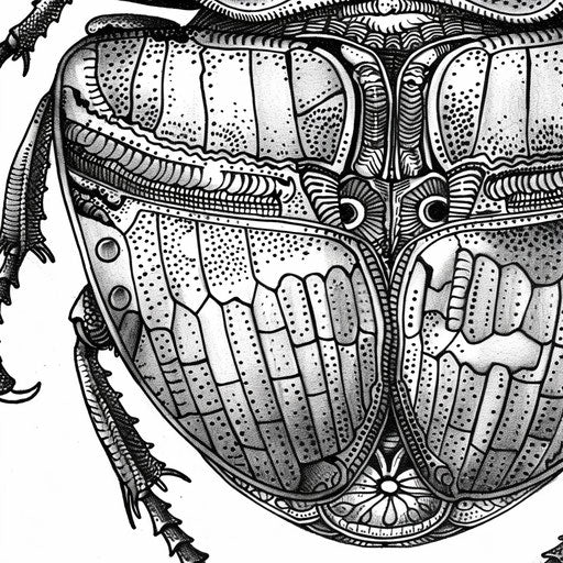 Beetle shell with detailed patterns and textures