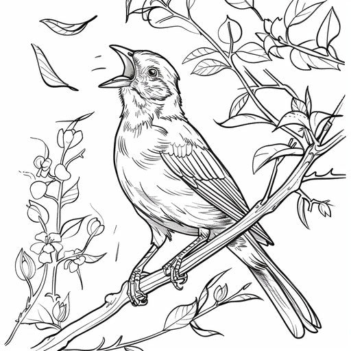 Bird singing on a branch