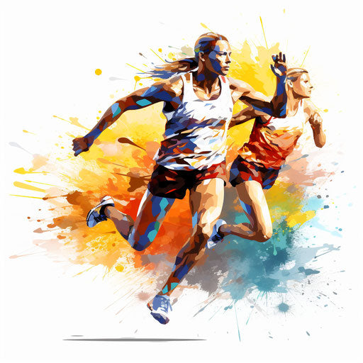 Track and field clipart in the style of oil painting
