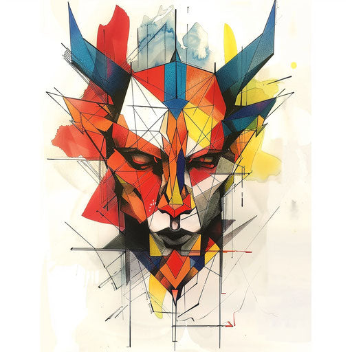 Geometric devil tattoo art