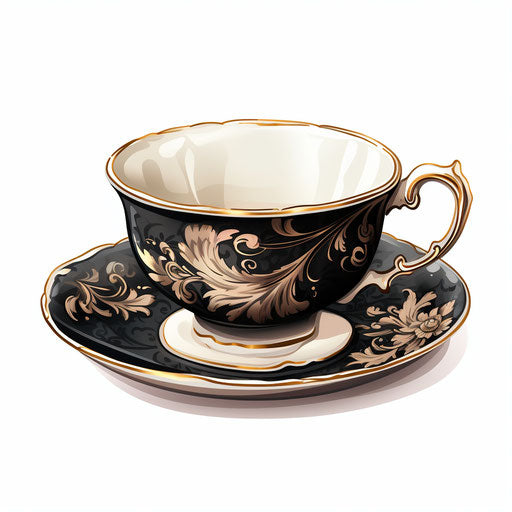 Teacup illustration in the style of Chiaroscuro Art
