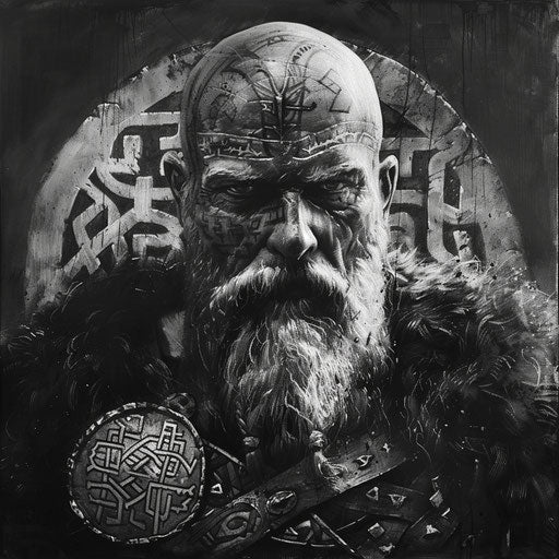 Viking warrior with runic symbols