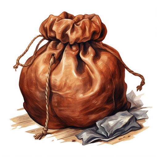 Bag clipart in the style of oil painting on white background