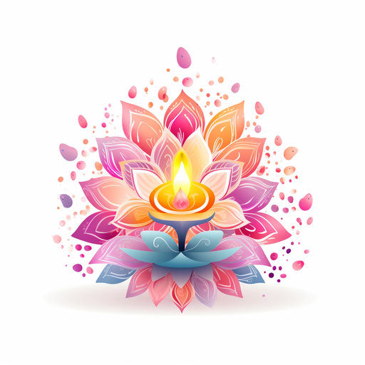 Diwali clipart in the style of Pastel Colors Art, on white background