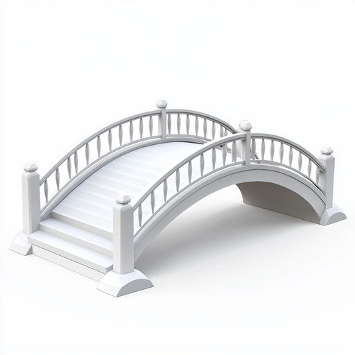 3D Pedestrian Bridge on white background, isolated clipart