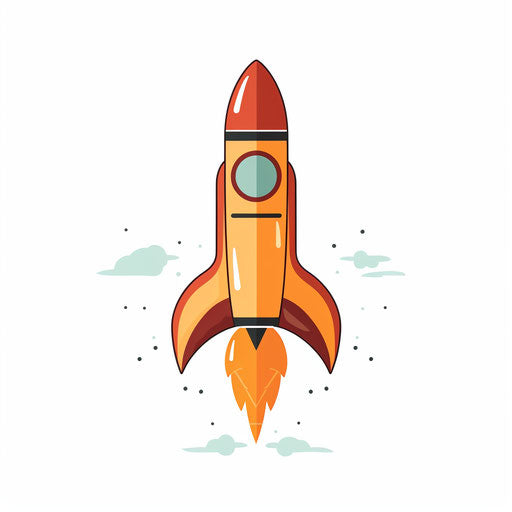Minimalist rocket ship clipart on white background