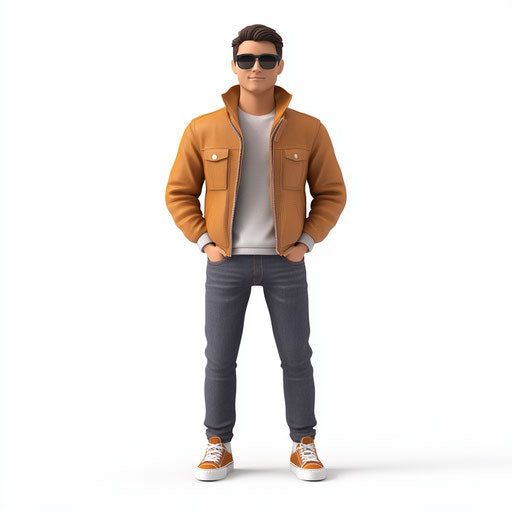 3D person on flat white background, isolated clipart