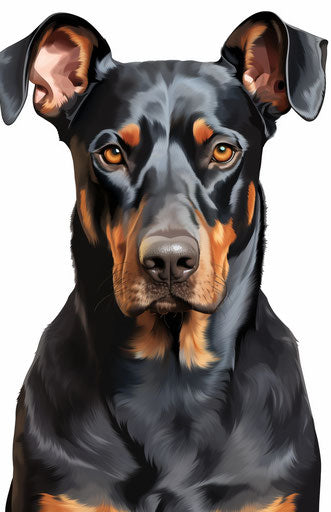 Doberman dog head with dog face, HD PNG download