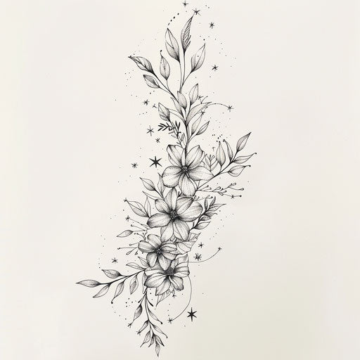 Botanical Virgo constellation tattoo sketch