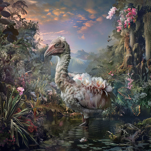 Dodo bird in a surreal and dreamy landscape