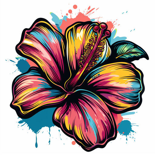 Urban flat tattoo sketch of a stylized Hawaiian flower