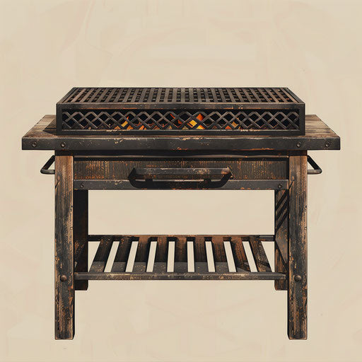 Realistic quality grill clipart on flat beige background