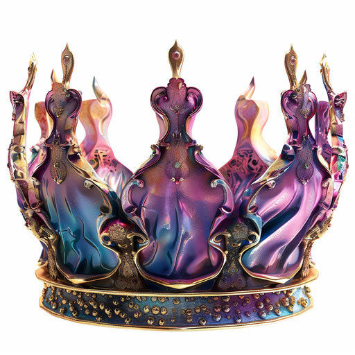 Realistic crown clipart on white background, vibrant colors
