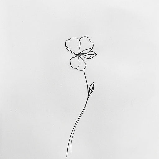 Minimalist tattoo of a clover in single line drawing style