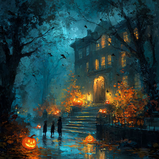 Spooky Halloween Atmosphere with Vibrant Autumn Colors