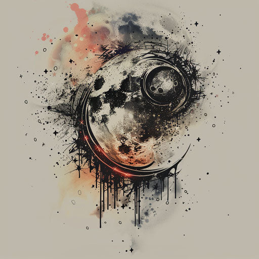 Artistic sketch of Pluto with small stars and dark colors