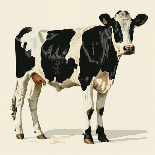 Cow clipart in realistic style on flat cream background