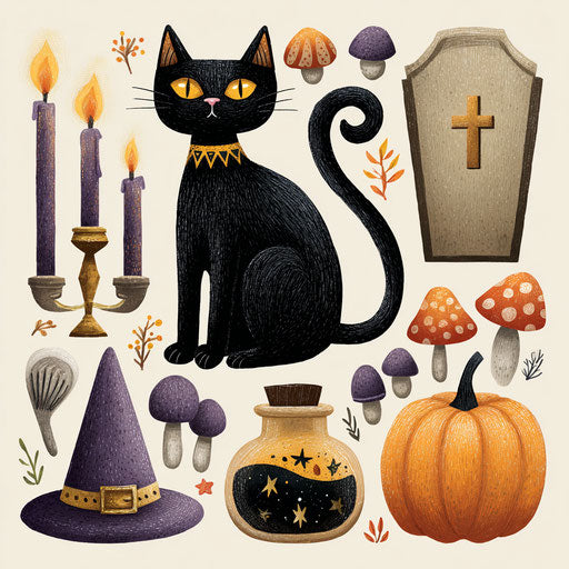 Vibrant Halloween Elements in a Spellbinding Scene