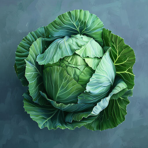 Cabbage clipart in photo realistic style with a flat blue background