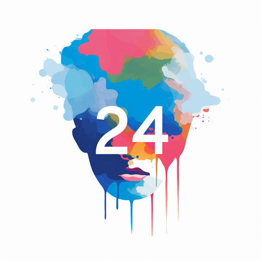 2024 clipart in Minimalist style, on white background