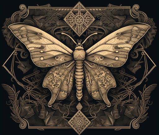 Night butterfly in intricate linework