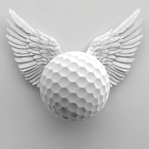 Realistic golf ball clipart with detailed wings