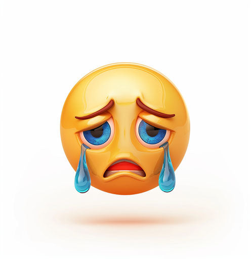 Crying face with blue tears and red mucus