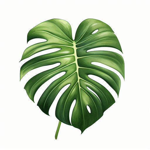 Monstera illustration in the style of oil painting, on white background