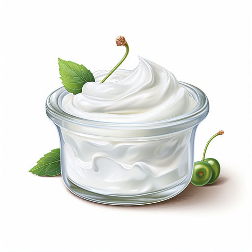 Yogurt illustration in the style of oil painting, on a white background