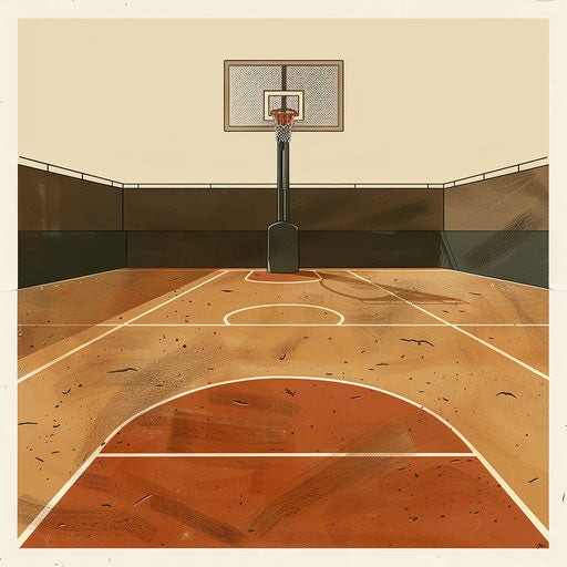 Elegant tattoo sketch of a basketball court