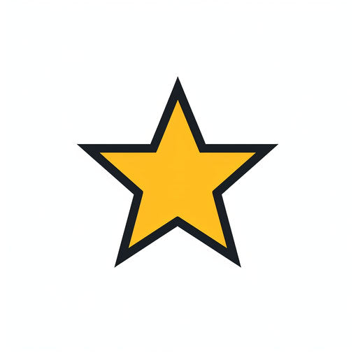 Yellow star in Minimalist style, on white background