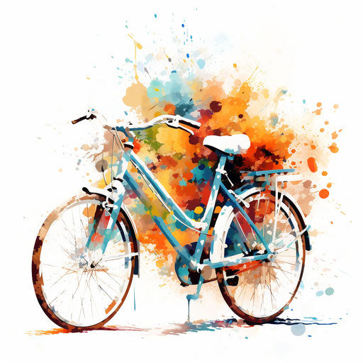 Bike clipart in the style of Impressionistic Art, on a white background