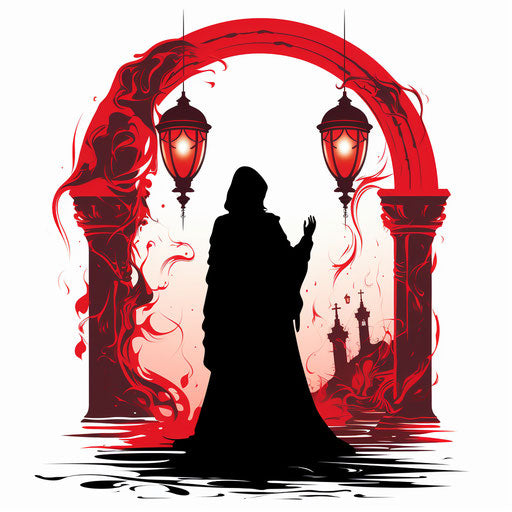 Mysterious clipart in the style of Chiaroscuro Art, on a white background