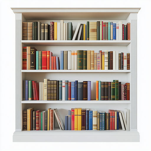 3D library in photo realistic style on flat white background, isolated clipart