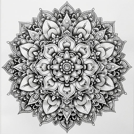 Intricate doodle patterns mandala, coloring page