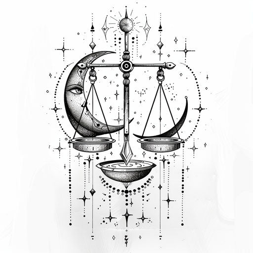 Flat tattoo sketch of the Libra constellation