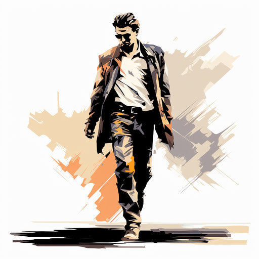 Walking sketch in the style of Chiaroscuro Art, on white background