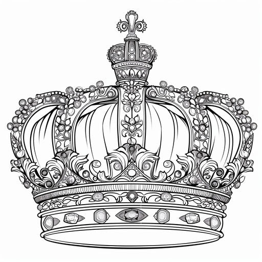 Luxurious crown with baroque patterns and elaborate jewels