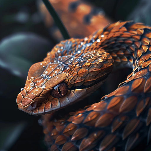 Copperhead snake shedding skin, in the style of Ashraful Arefin