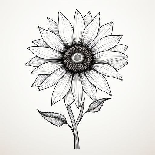 Minimalistic drawing of a sunflower flower