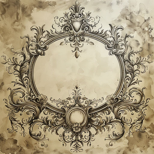 Elegant sketch of a baroque mirror frame with ornate details