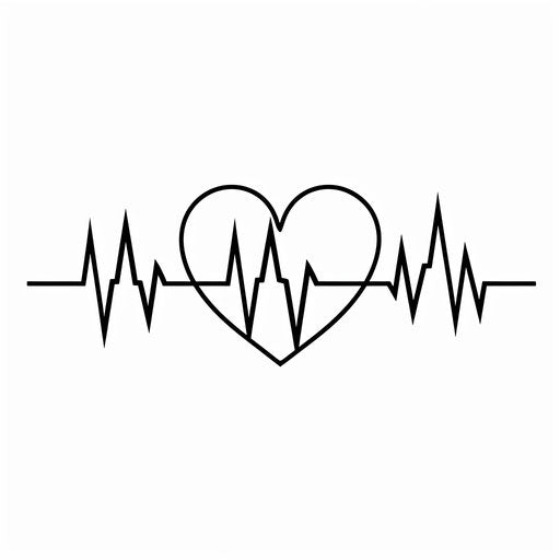 Heartbeat lines with icon, vector style, minimal design