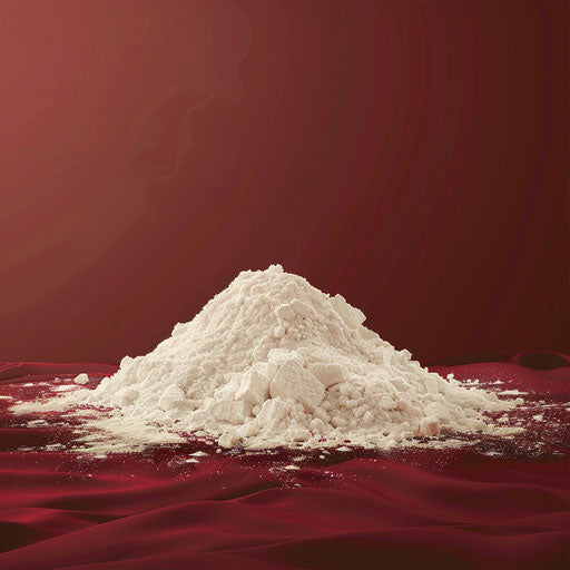 Flat maroon background with realistic flour clipart