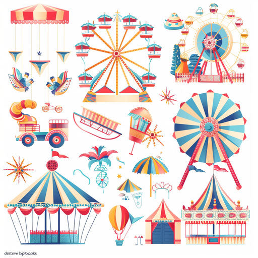 Realistic fairground clipart on white background