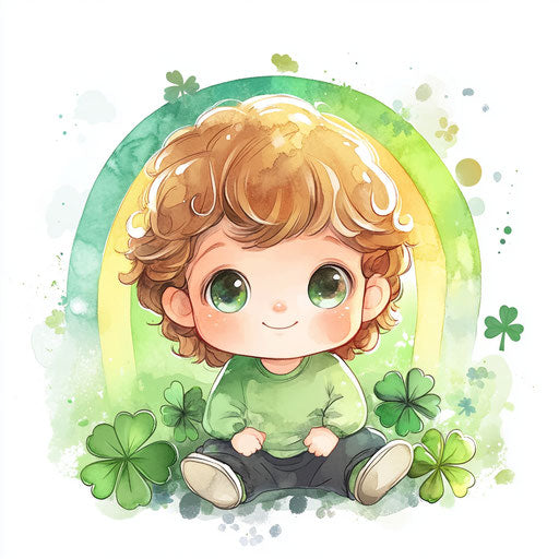 St. Patrick's Day baby, cute chibi-style