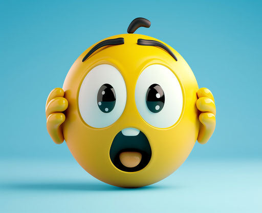 Yellow emoji with big eyes and open mouth, covering ears