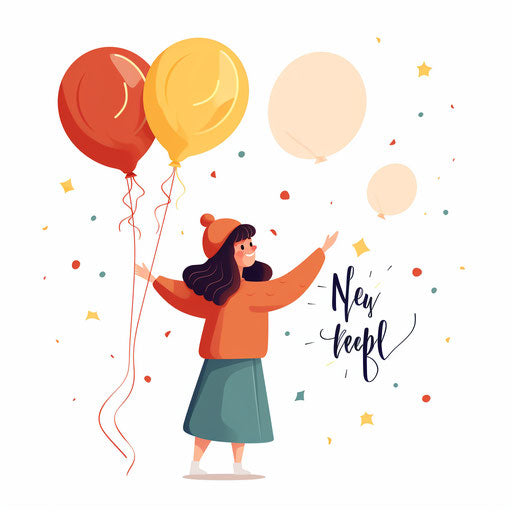 Minimalist happy new year 2024 clipart on white background