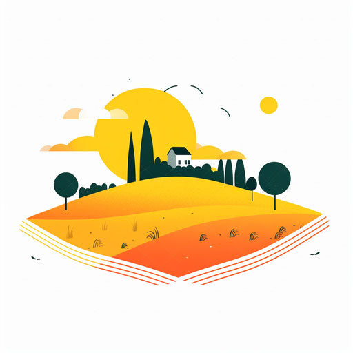 Minimalist field clipart on white background